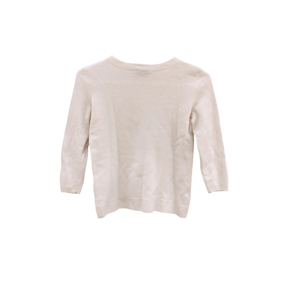 Talbots Pure Cashmere Ivory Crewneck Sweater Petite PM Soft Classic Luxury